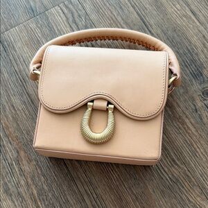 Stylish Tan Mini Bag with Gold Accent